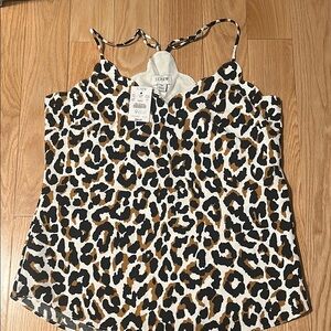 J. Crew Black and Tan Graphic Camisole Tank Top